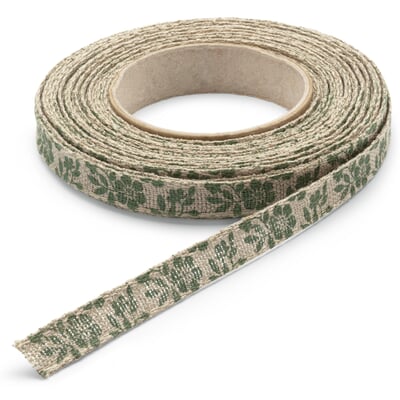 Geschenkband Leinen 1 cm, Blumen