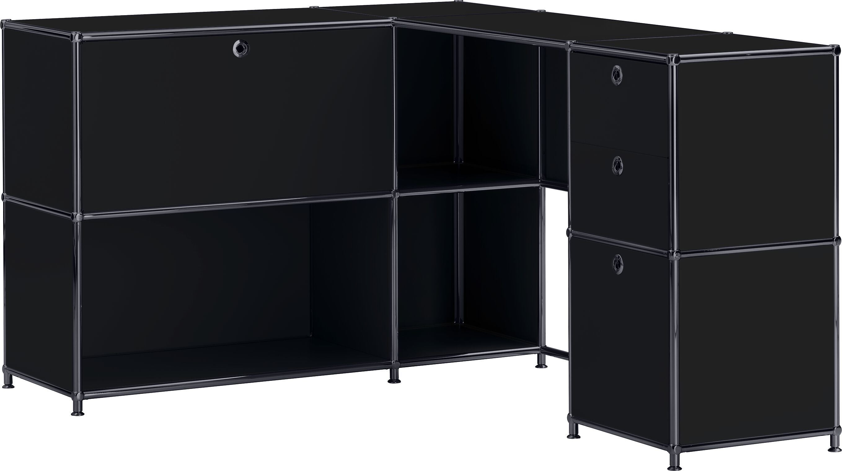 FLEXCUBE Eckschreibtisch - Schwarz / B: 152.0 cm x T: 115.0 cm x H: 80.0 cm
