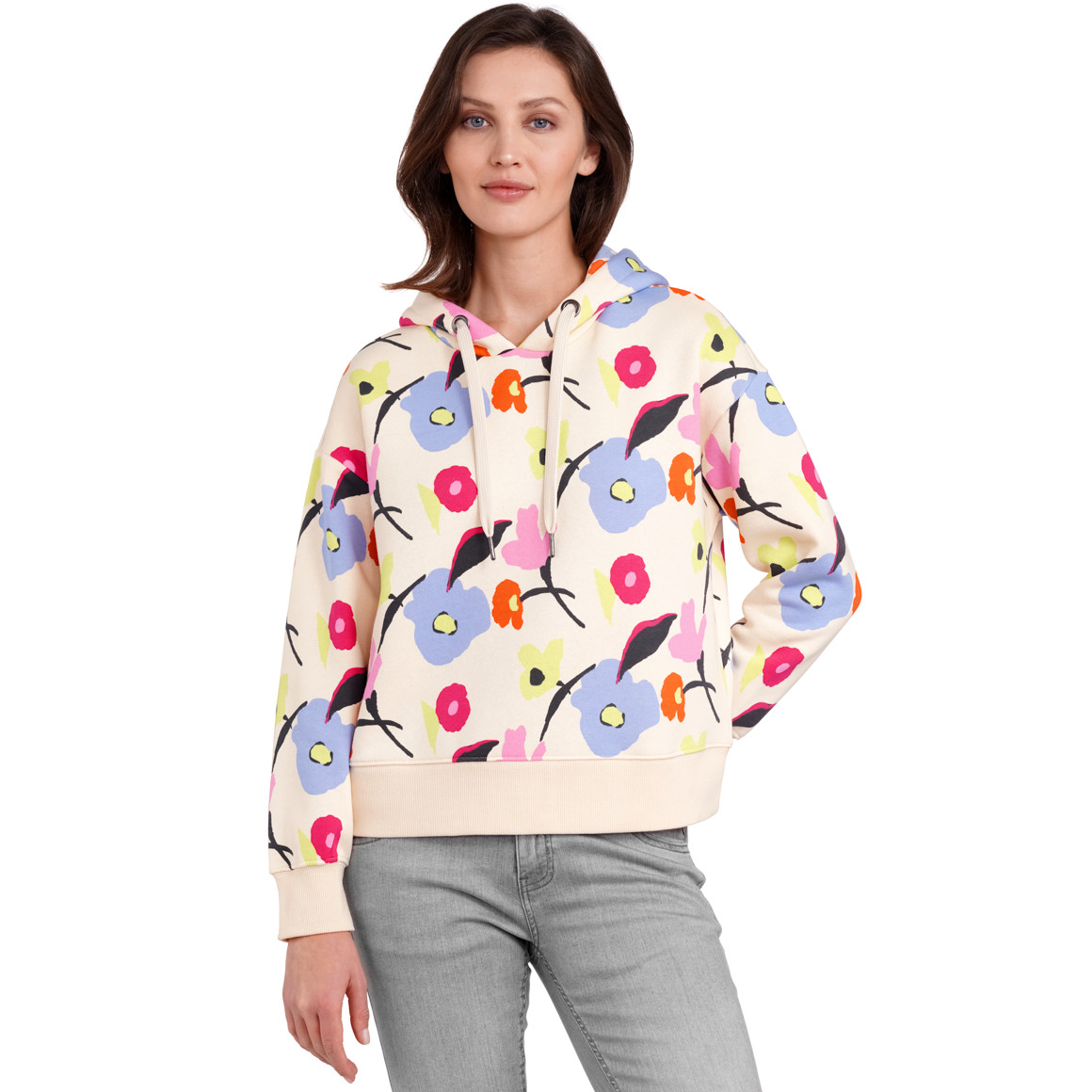 Gina Benotti Damen Hoodie im Blumen-Dessin bunt
