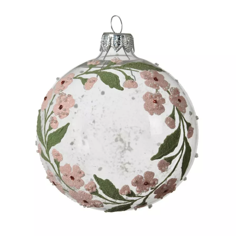 Lot de 6 boules de Noël en verre (D80 mm) Couronne Transparent
