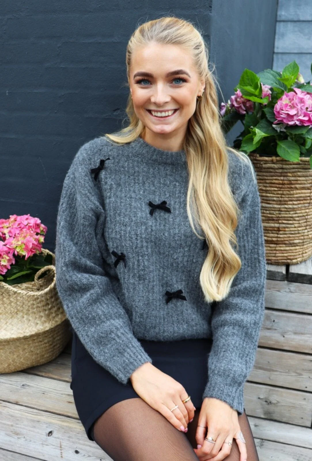 Liberte Fro-Bow-Pullover dark grey