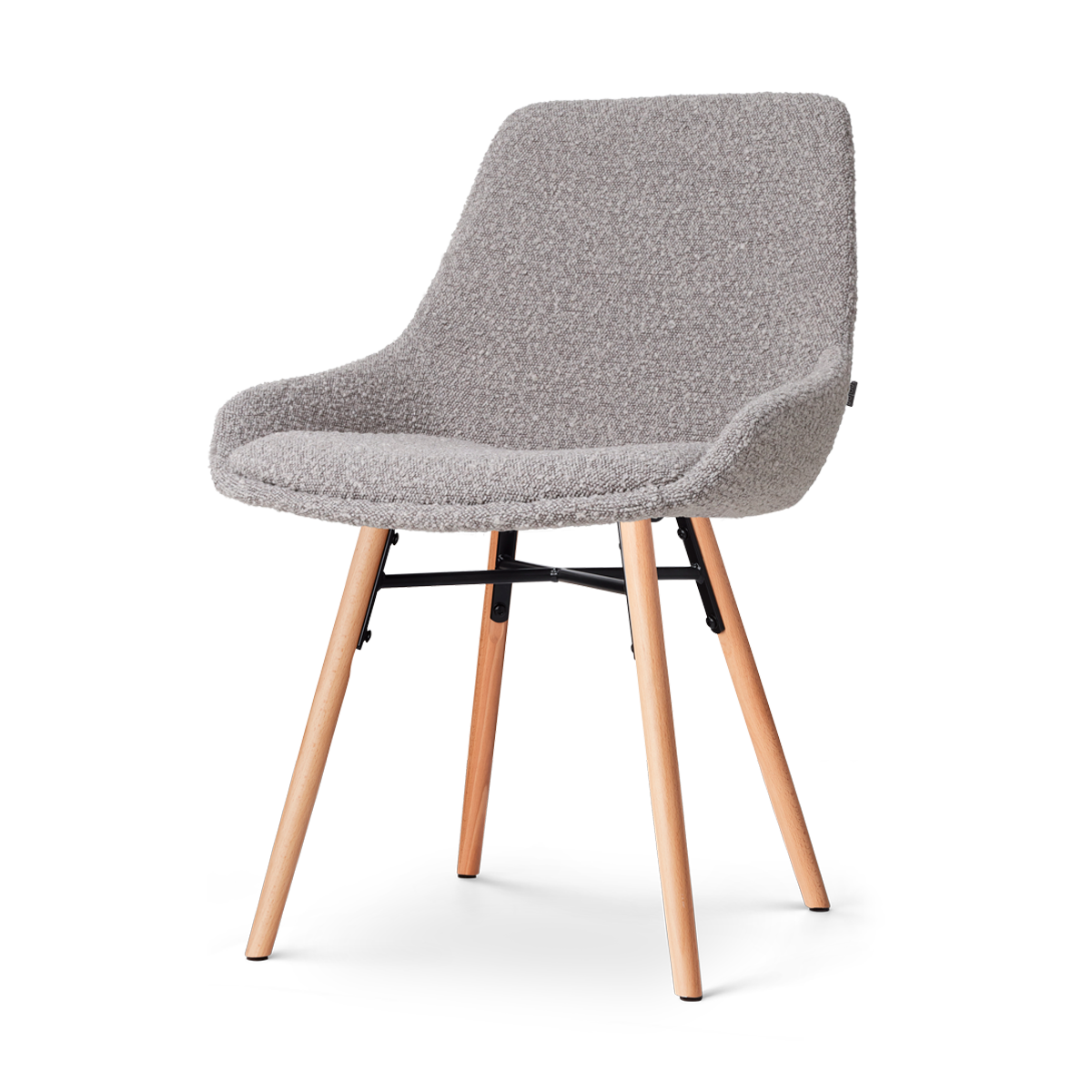 Eetkamerstoel Nena-Isa bouclé taupe - naturel onderstel