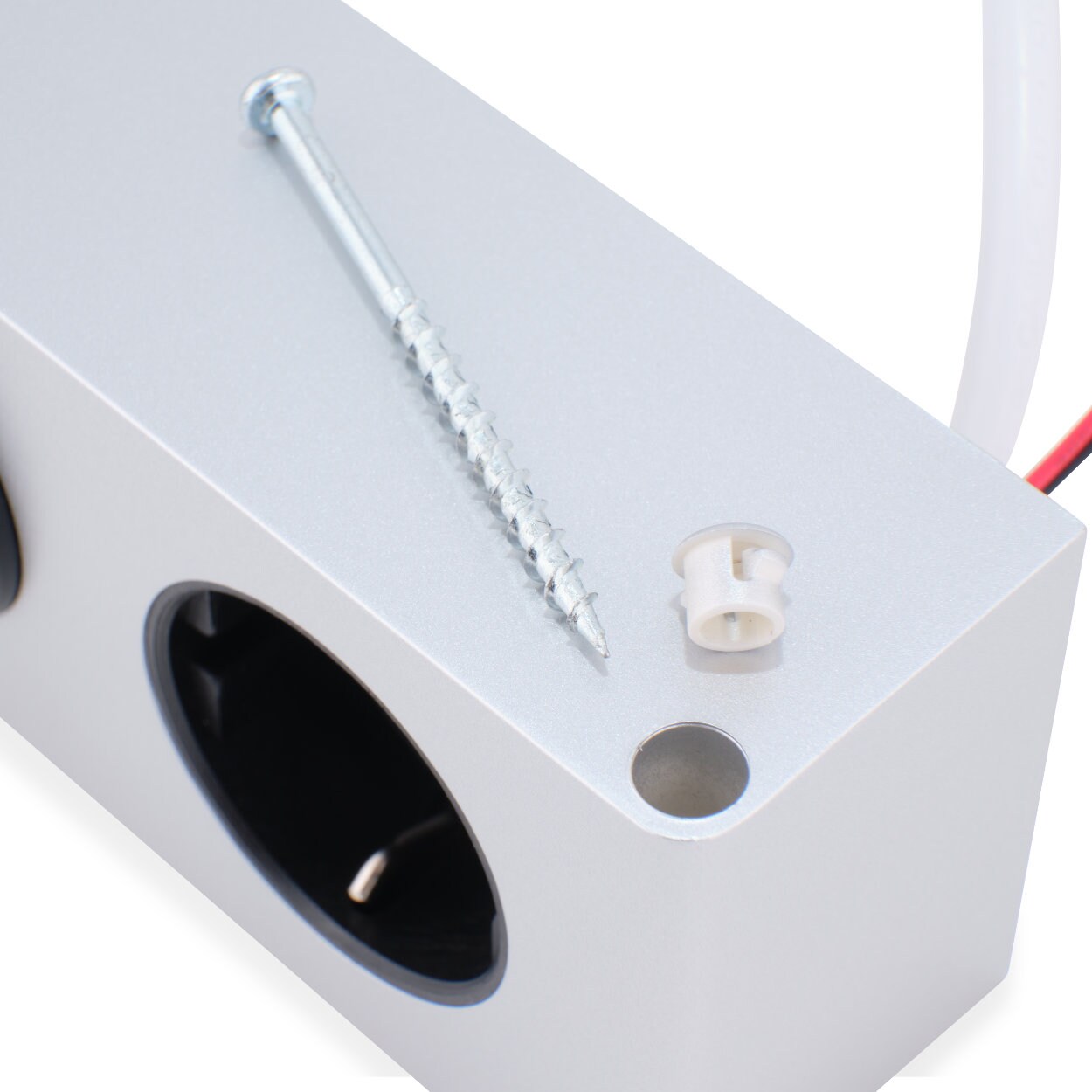kalb | 10W LED-Netzteil 12V DC zum Einbau in Möbel mit 230V Steckdose und Schalter, Kombibox, Powerbox, LED-Trafo, Silbergrau