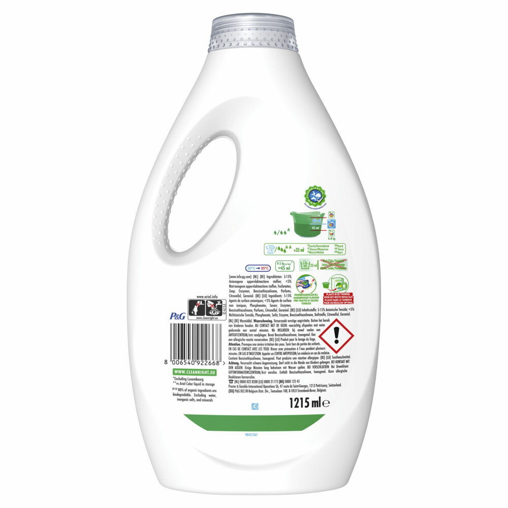 Ariel Color Vloeibaar Wasmiddel+ Lenor Unstoppables 27 Wasbeurten1215 ml