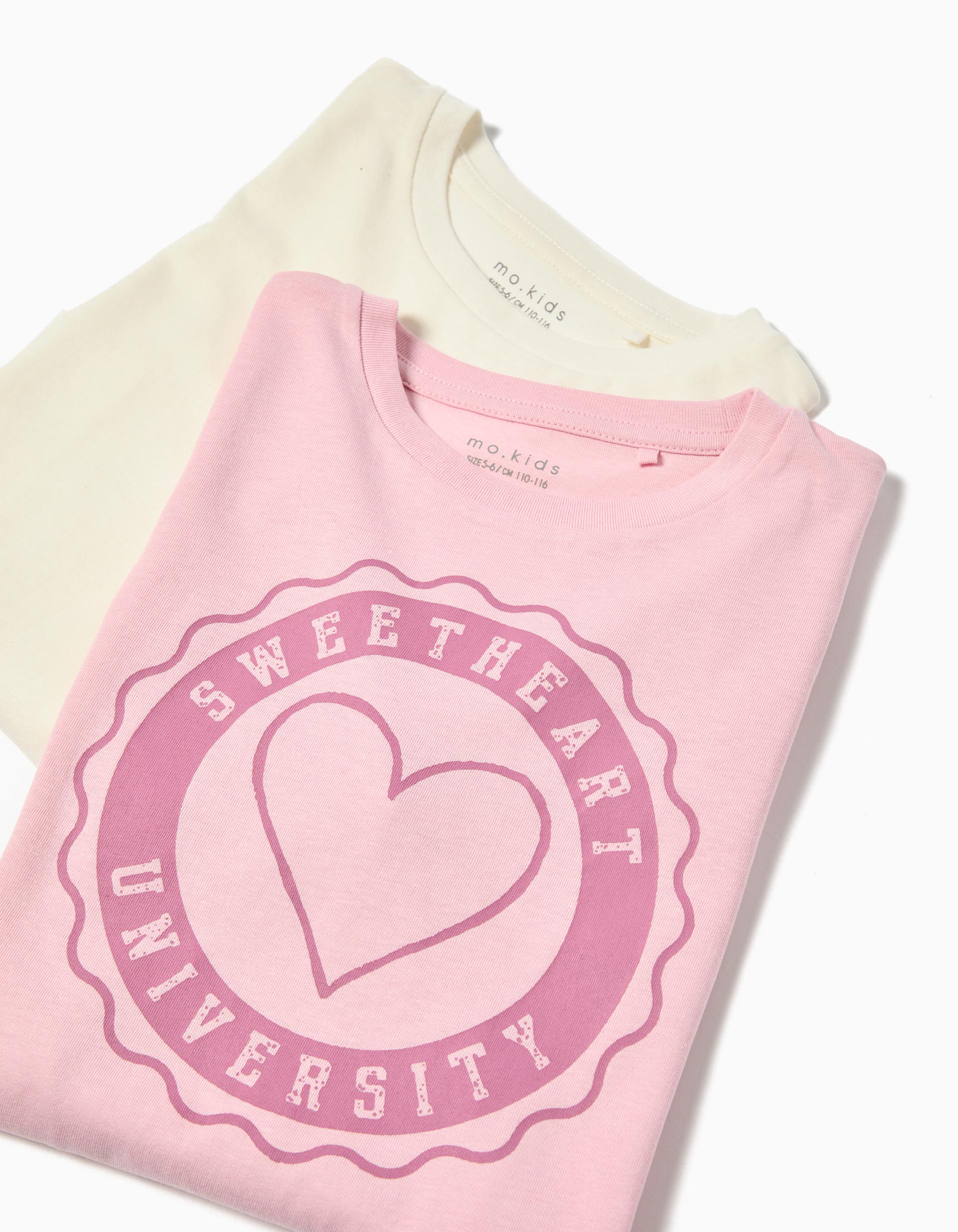 Pack 2 T-shirts de Manga Comprida, Menina, Rosa Claro