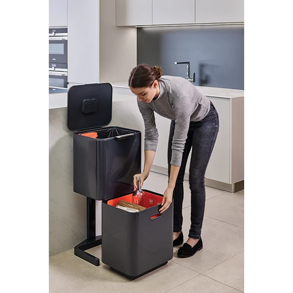 Poubelle Totem Graphite 60 L - 2 compartiments 30 L Joseph Joseph