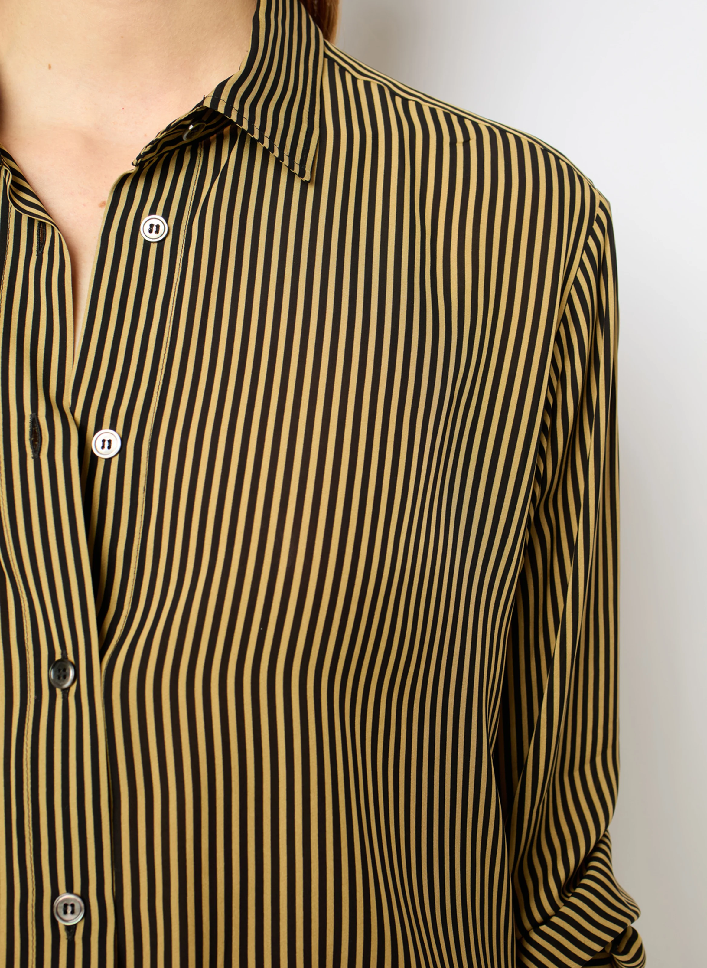 CLYDE - Chemise droite à rayures contrastées | Beige