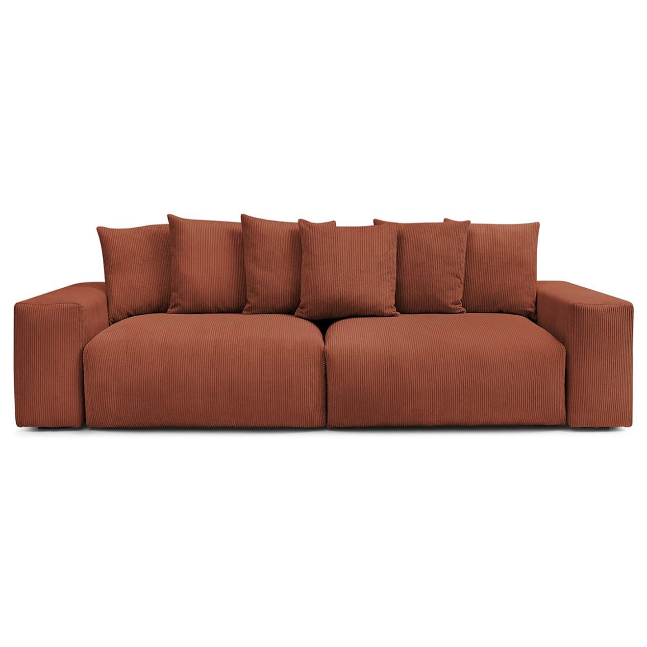 Bobochic Canapé 4 places moelleux voltaire velours côtelé orange - 320x124x75 cm