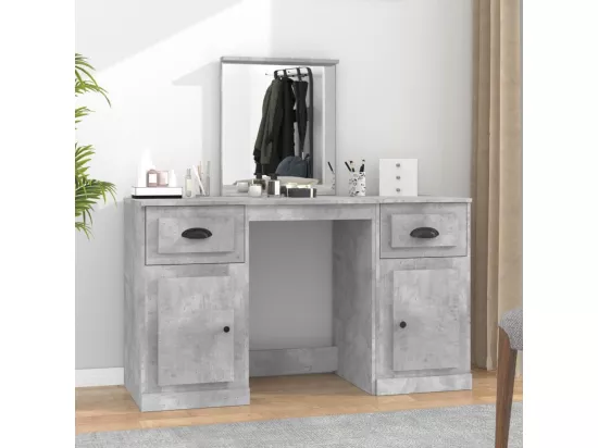 Coiffeuse avec miroir gris béton 130x50x132,5 cm
