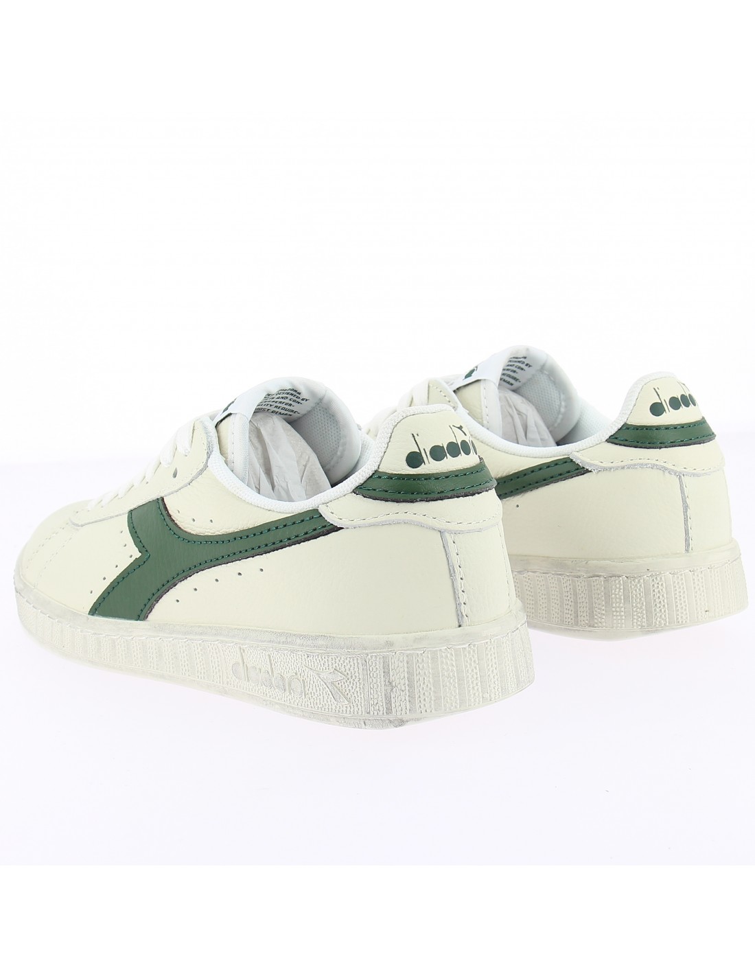diadora Sneakers mixte game l low waxe cuir blanc/vert
