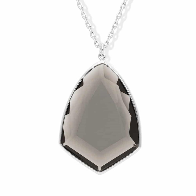 Collier Argent Rhodie Blason Pierre Poudré
