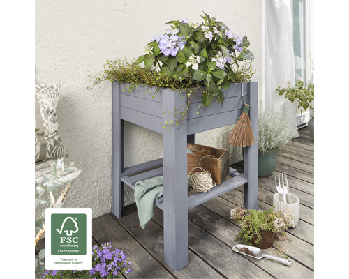 Verhoogd tuinbed op palen Wagner System Green Box Light 53,5 x 53,5 x 70 cm grijs