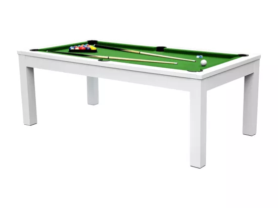 Table de billard convertible blanche tapis vert - Eddie