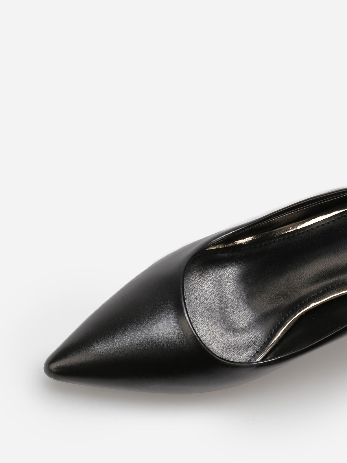 Escarpins en simili à talon bobine fin- Noir