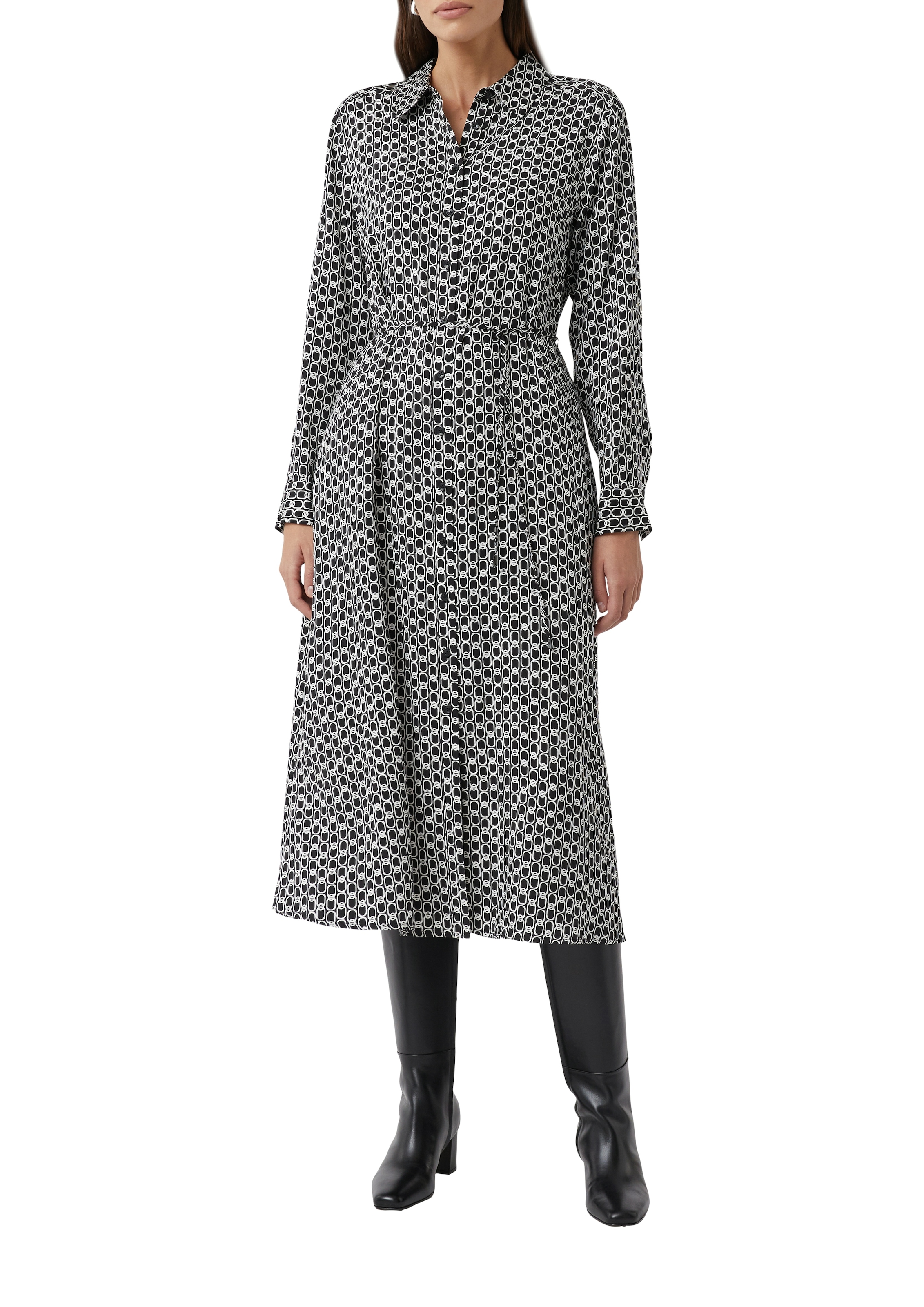 Comma Hemdblusenkleid Eingrifftaschen Sommerkleid mit Eingrifftaschen und All-over-Print