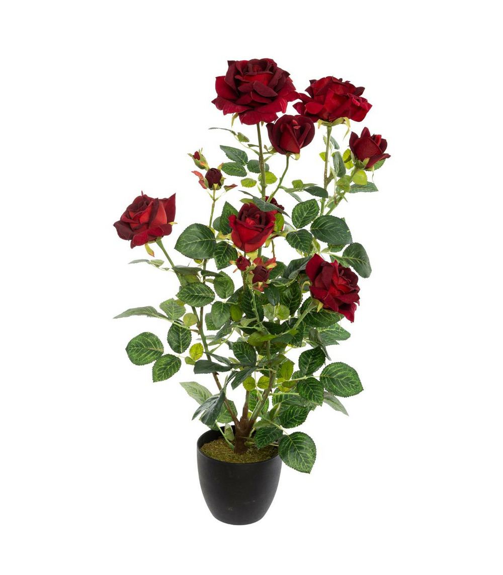 Plante artificielle rosier velours dans un pot h 74 cm