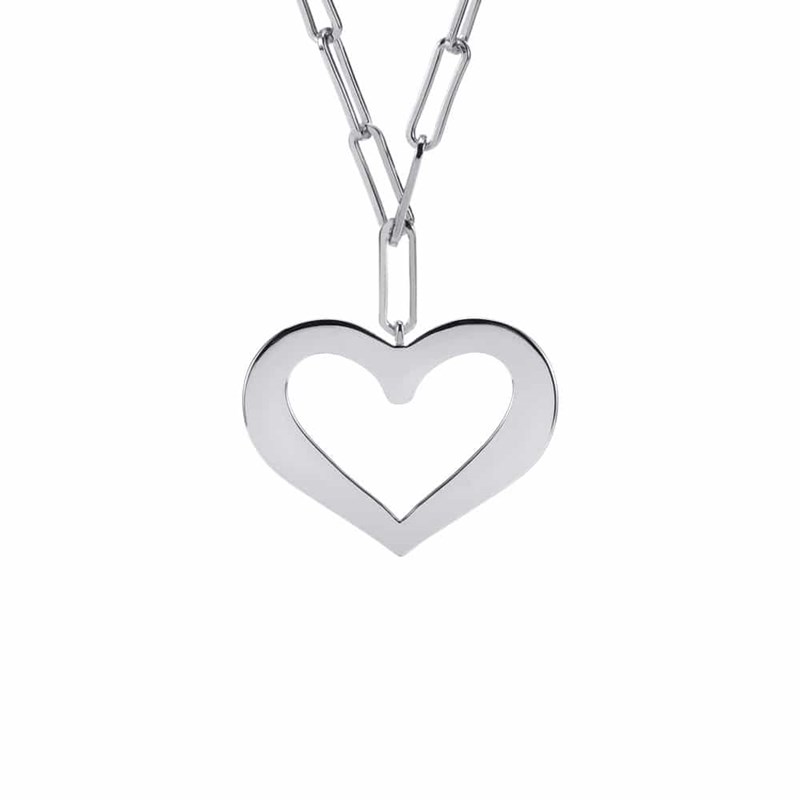 Collier Chaine Argent Rhodié Coeur Valentine