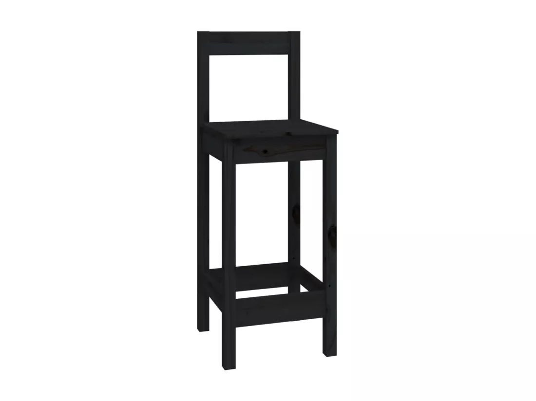 Ensemble de bar 9 pcs Noir Bois de pin massif