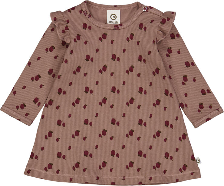 Müsli by Green Cotton Apple l/s dress baby Daydream/ cabernet/ bark