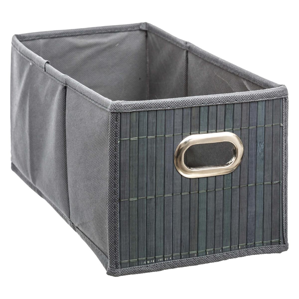 PANIER RANGEMENT BAMBOU GRIS D.15X31CM