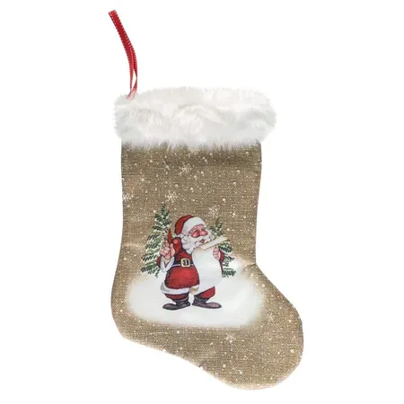 Idena Nikolausstiefel mit Weihnachtsmann Motiv, zum Aufhängen, ca. 42 x 28 cm
