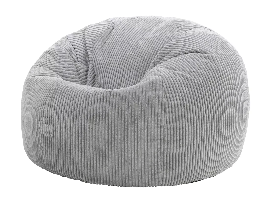 Pouf classique en velours côtelé, gris - KINGSTON