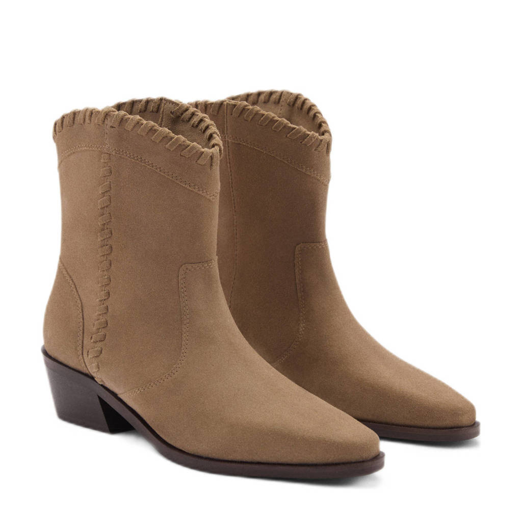 MANGO TEEN suède cowboylaarzen zand