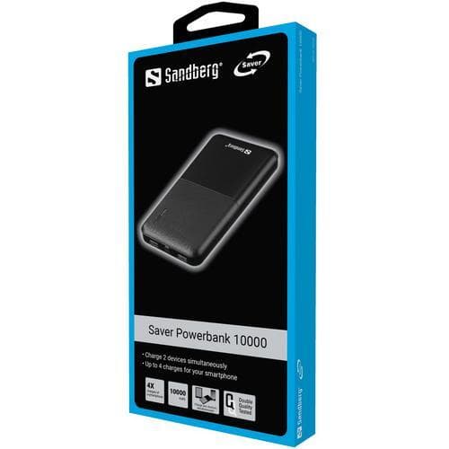 10.000 mAh Saver Power Bank, sort