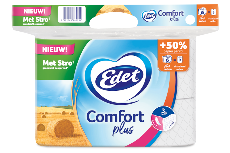 Edet Comfort Plus Toiletpapier Met Stro 3-laags 6 Rollen