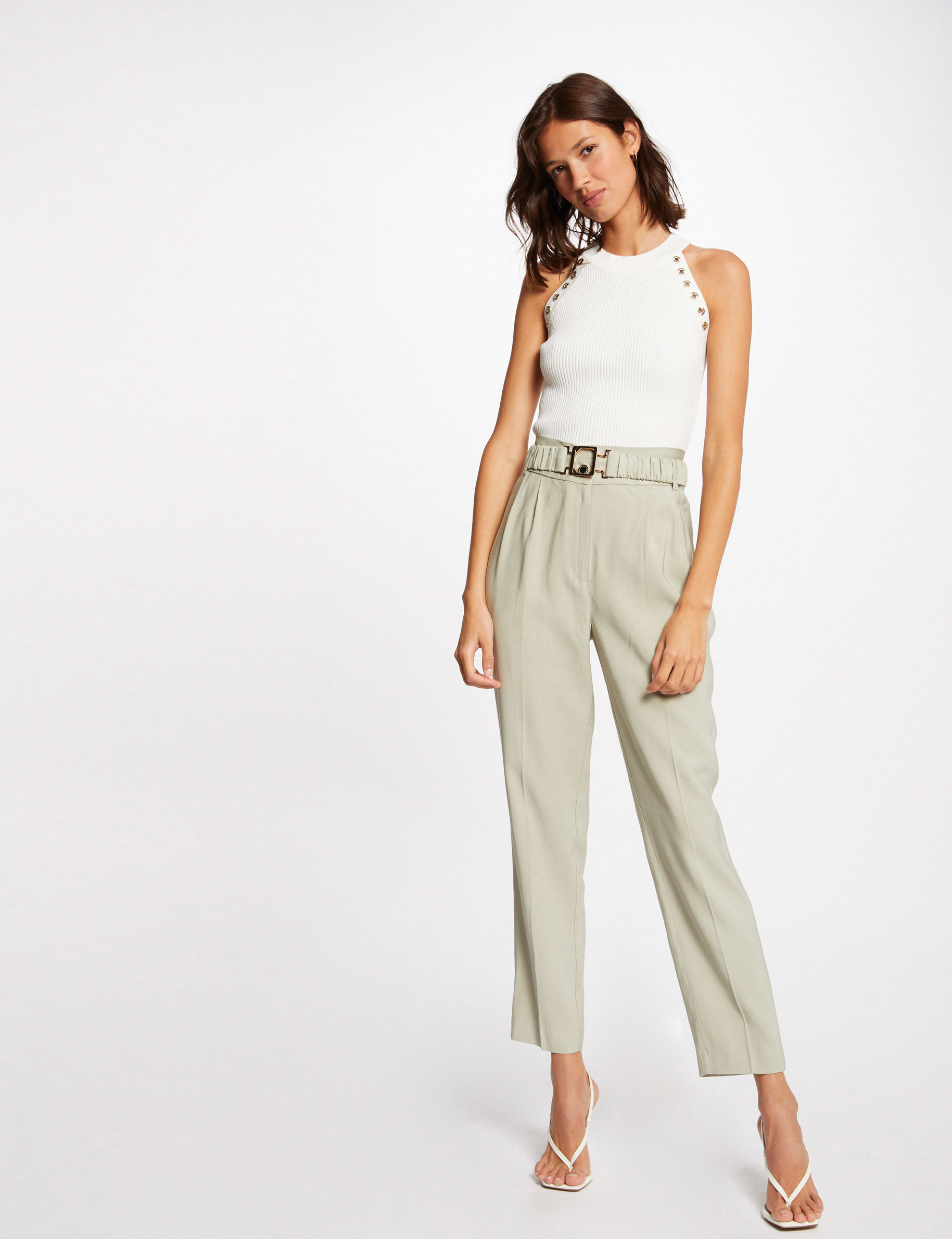 Pull débardeur avec encolure américaine ecru femme - ecru