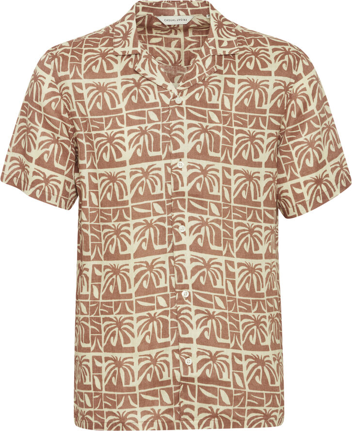 Casual Friday CFANTON SS AOP palm shirt - 100% linen Beaver fur