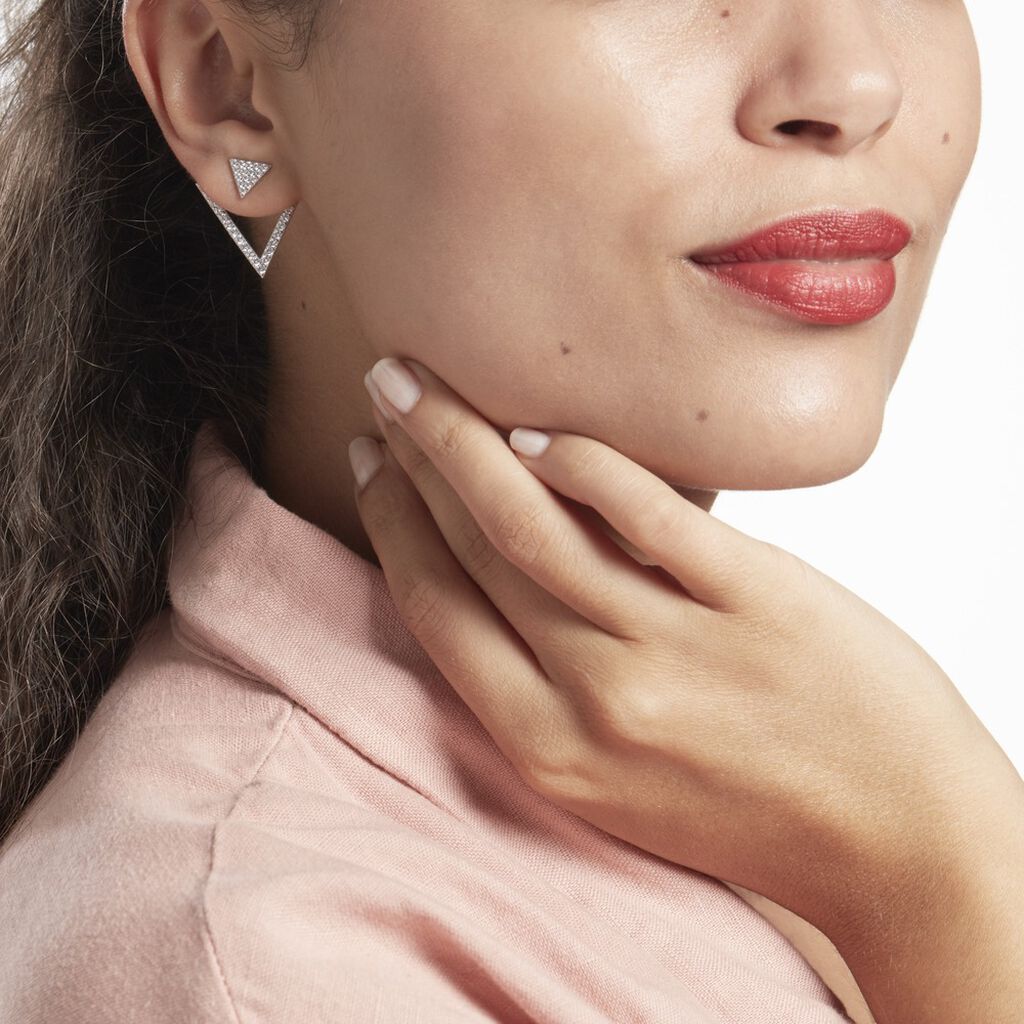 Boucles D'oreilles Pendantes Sauge Argent Blanc Oxyde