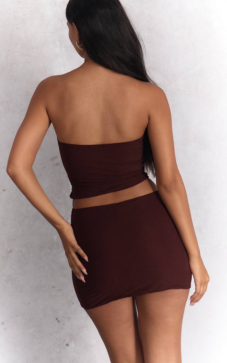 Marron Ensemble Jupe Courte Avec Détails Dorés