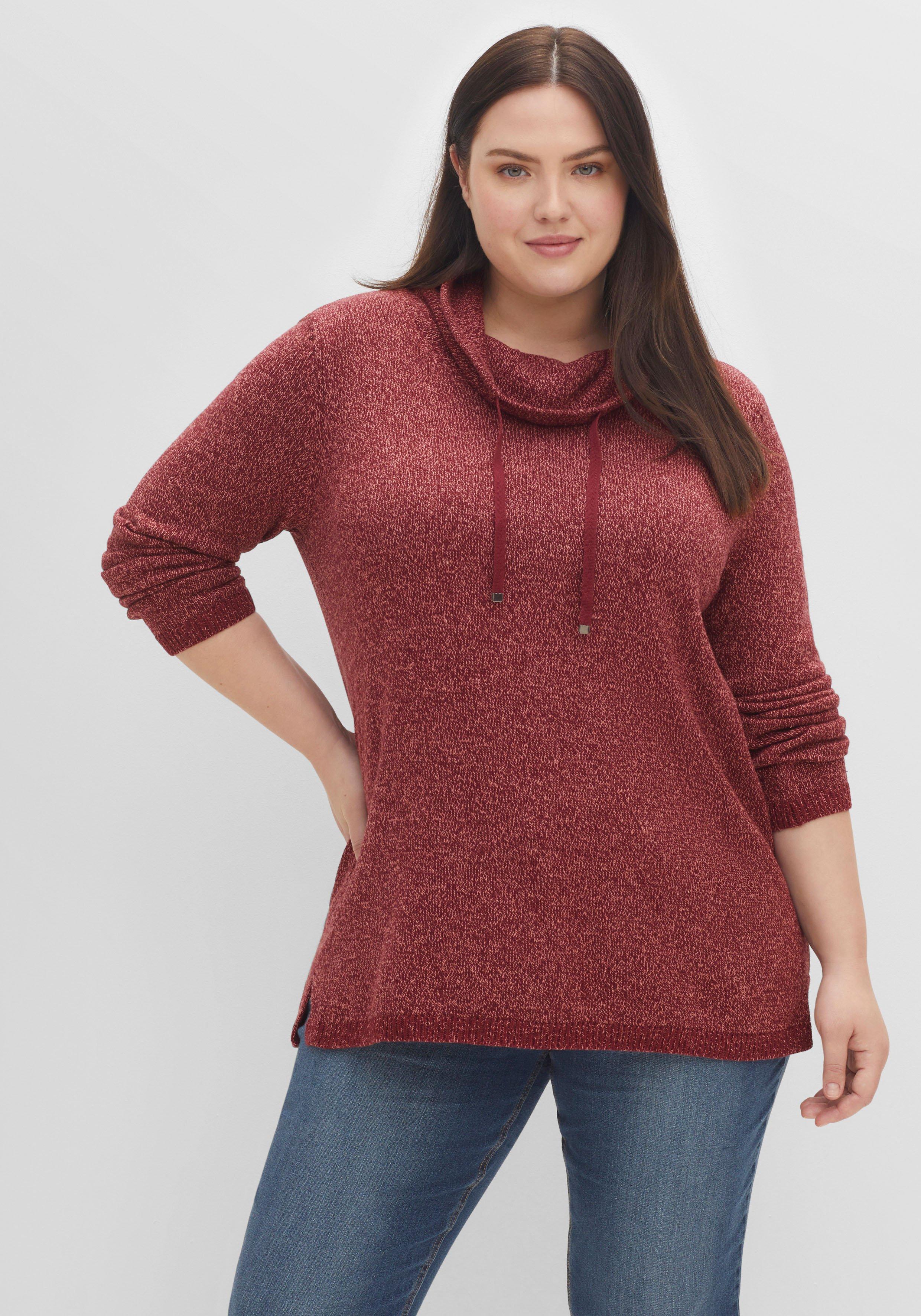 Pullover mit weitem Kragen, in melierter Optik