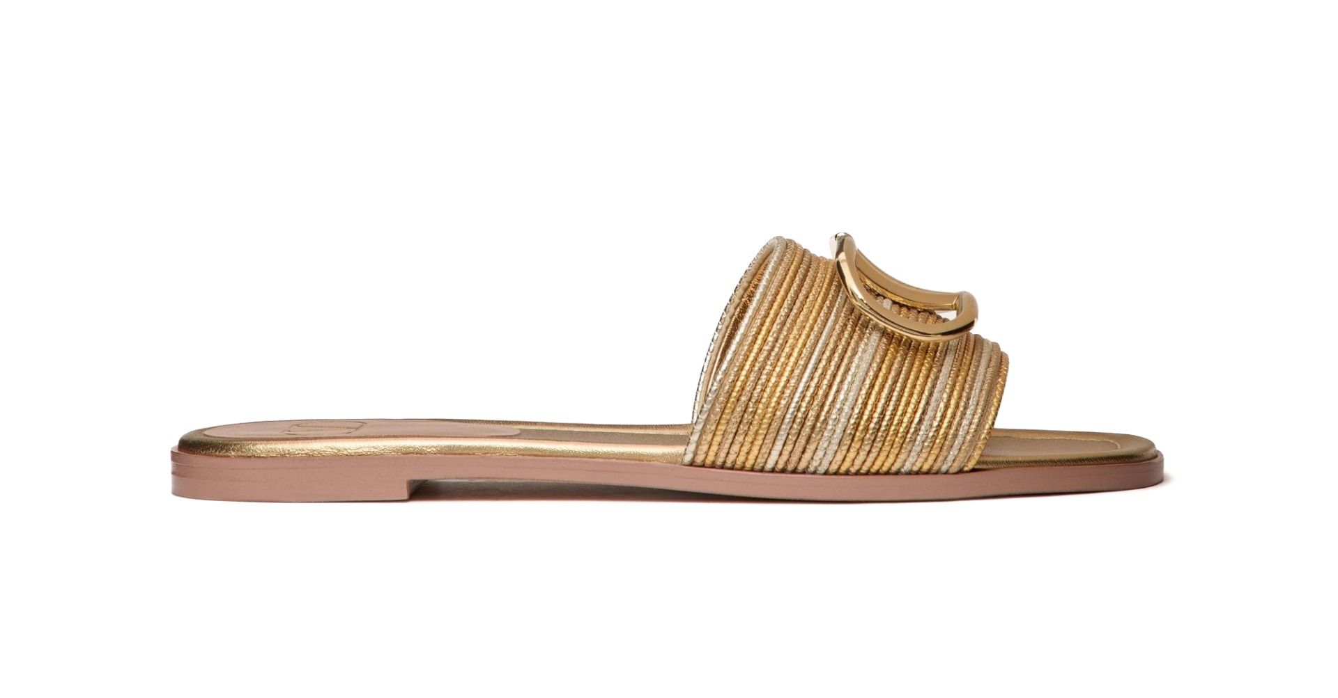 Valentino Garavani Vlogo Signature Metallic Slide