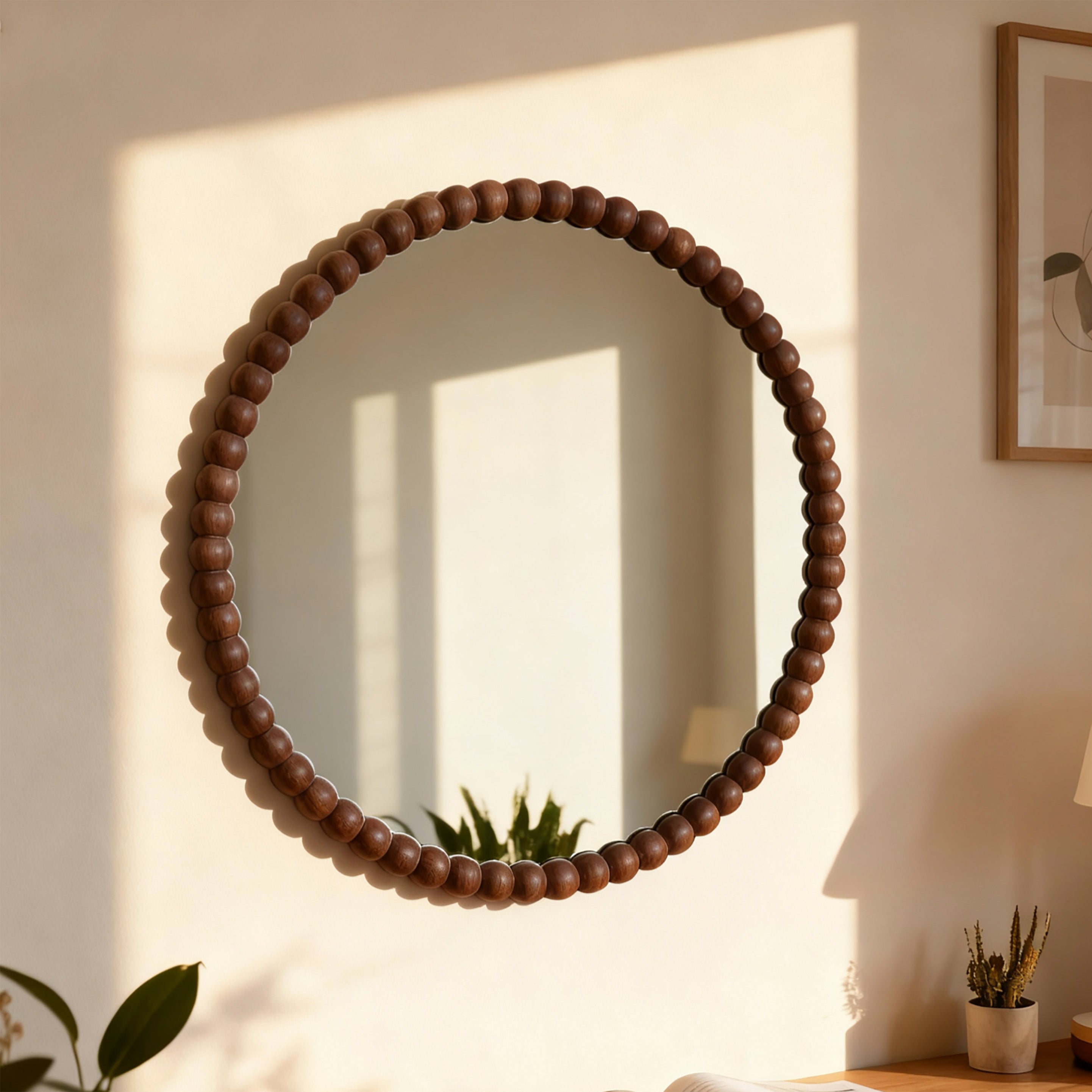 by fonQ Pompom Spiegel Ã 71 cm - Walnoot