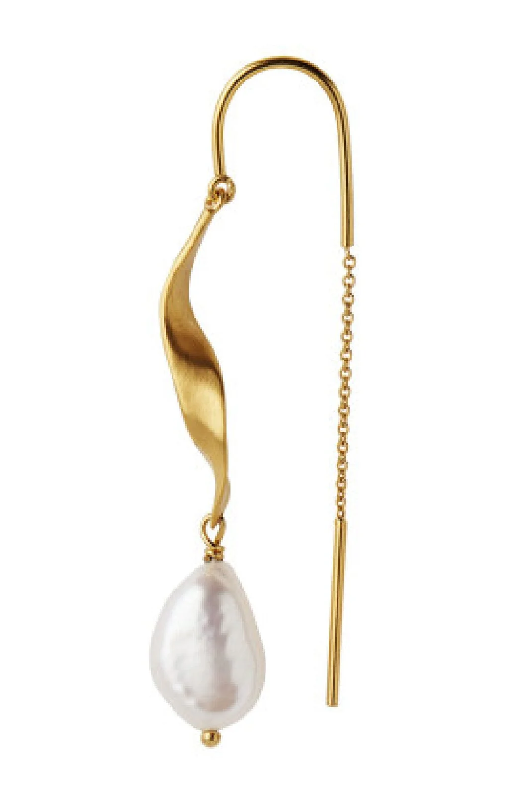 Stine A Long Twisted With Baroque Pearl Earring Goldenen