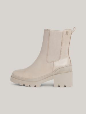 Botas de couro com salto bloco médio
