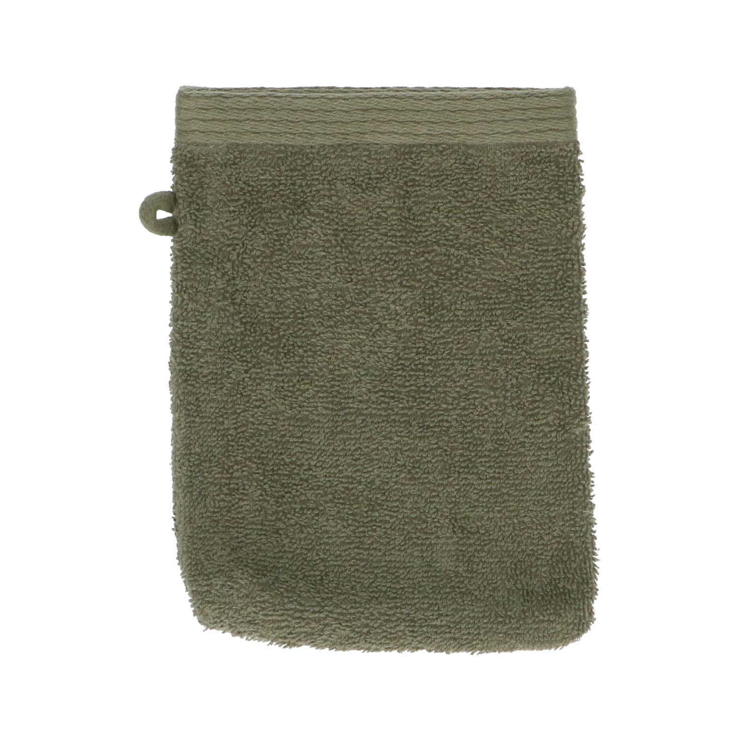 Washandje, Recycled katoen, Donker olijfgroen, 15 x 21 cm