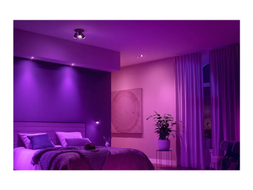 Philips Hue White and Color Ambiance Centura - Indlejret spotlys - LED-spot lyspære - GU10 - 5.7 W - 16 millioner farver/varmt hvidt til koldt hvidt lys - 2000-6500 K - sort (pakke med 3)