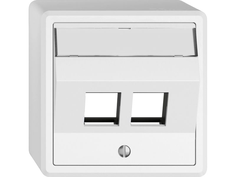 Feller EDIZIOliv AP-Montageset Keystone, Weiss Montageset für 2 x RJ45 Modul