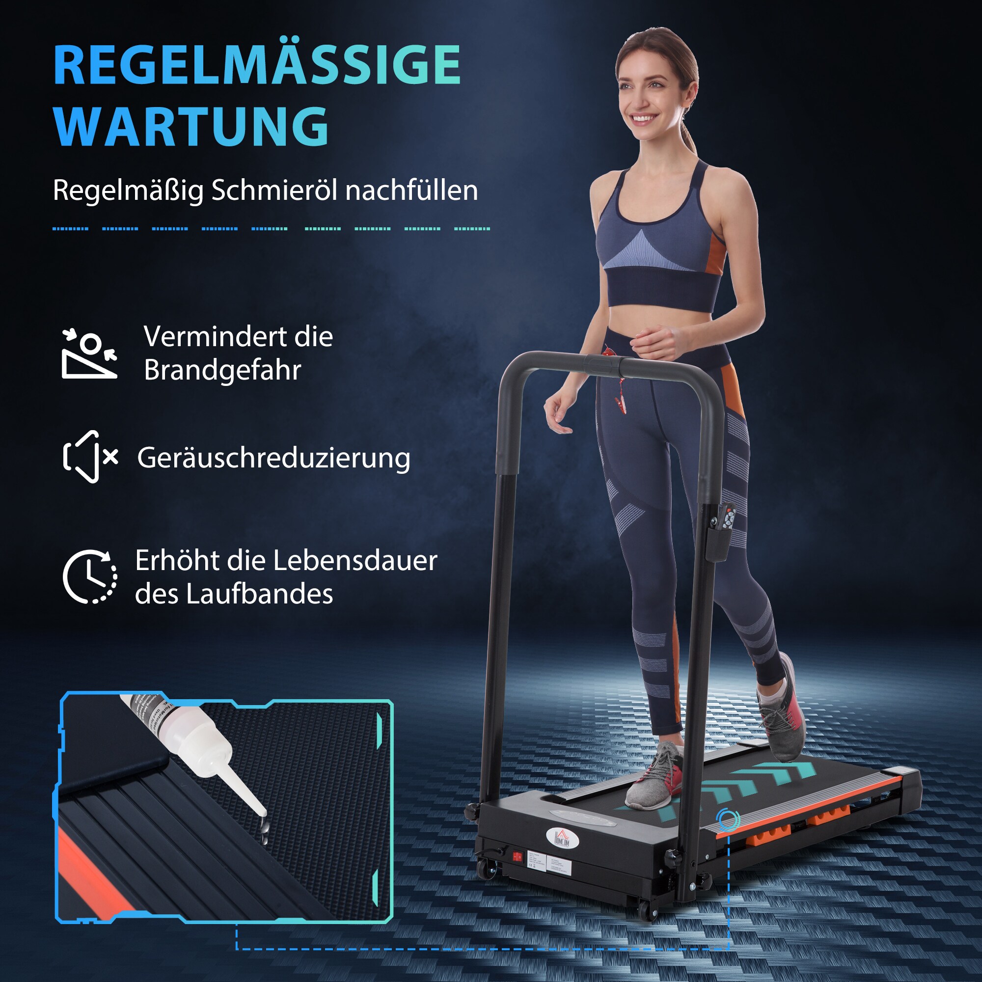 HOMCOM Faltbares Laufband mit LCD Display schwarz 54 x 101 x 105 cm (BxTxH)