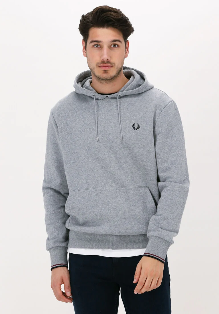 FRED PERRY grijze fred perry sweater tipped hooded sweatshirt
