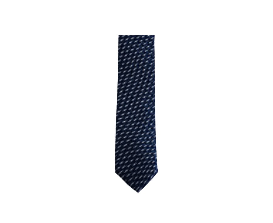Cravate homme Soie Micro Pois III Bleu Pétrole et Ecru