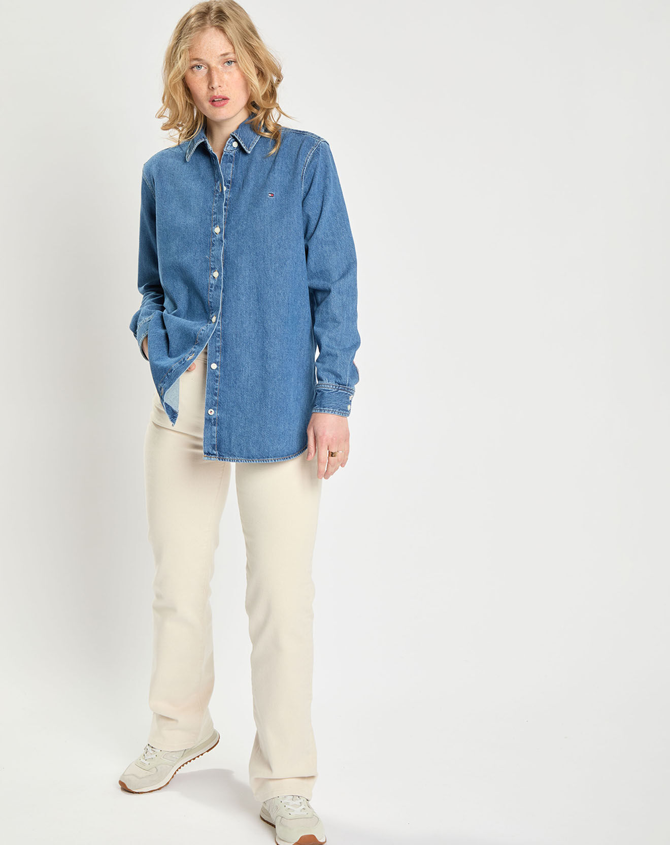 Tommy Hilfiger Chemise Regular en Jean Girlfriend Gino bleue