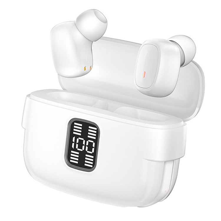 4x In-Ear Bluetooth 5.3 Wireless Stereo Audio Sport Kopfhörer inkl. Ladecase mit Display-Ladeanzeige (200mAh) - Weiss