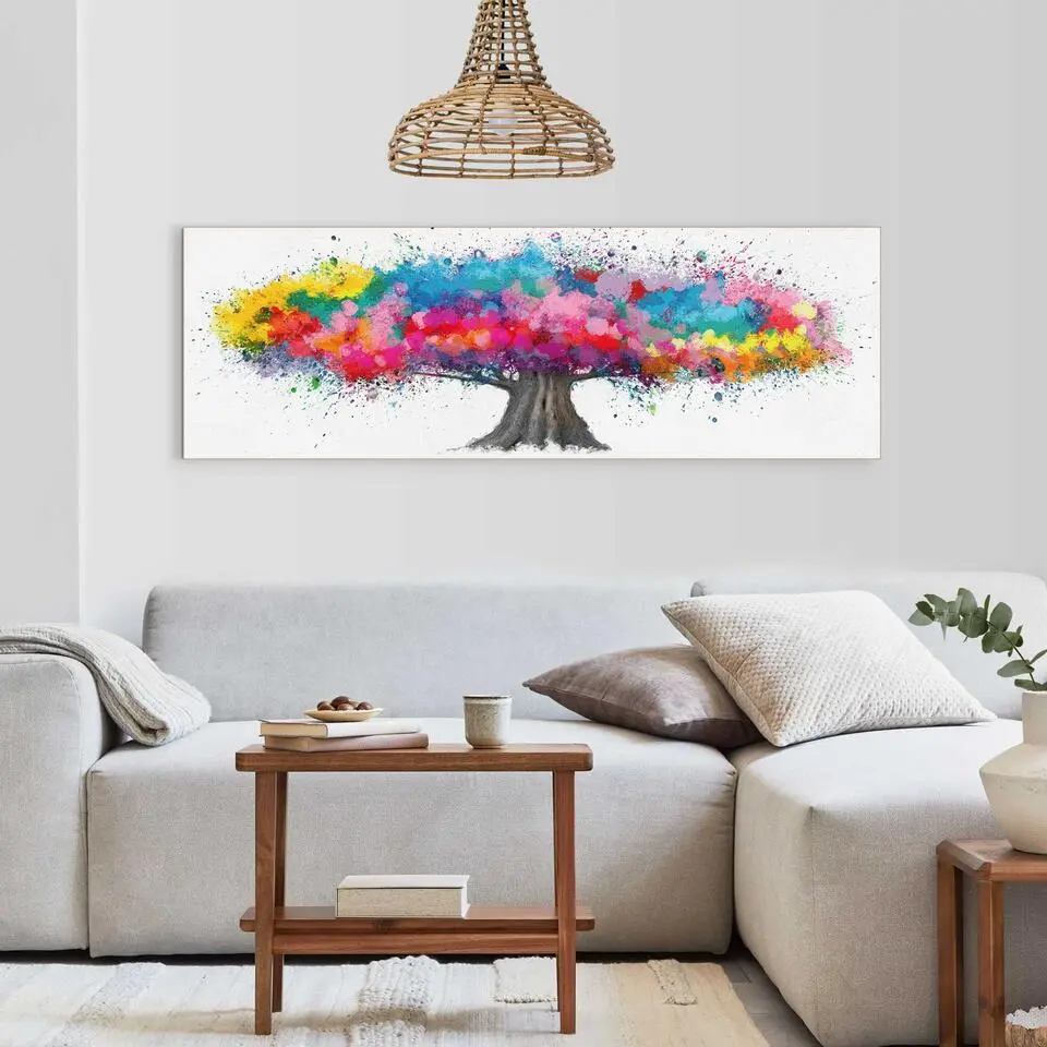 Schilderij Colourful Tree - 52x156cm - Bont