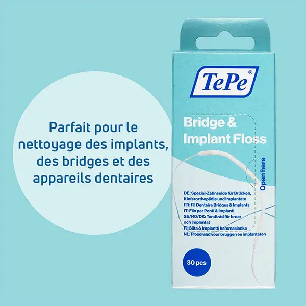 TePe Fil Dentaire Spécial Implants 30 pièces