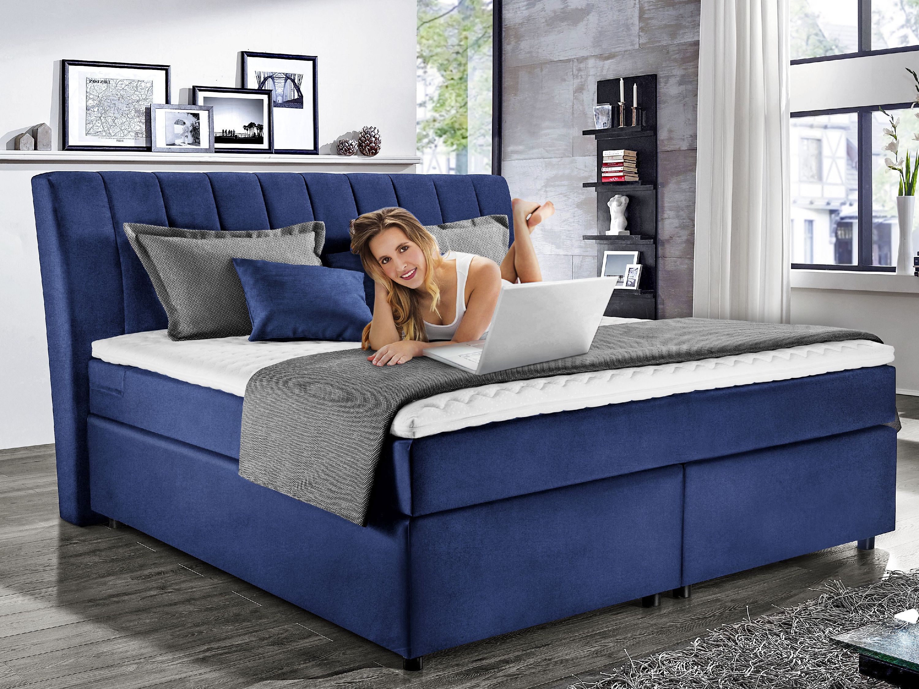 Boxspringbett vito BRILLANT 160X200 H2\/H2 9696 blau