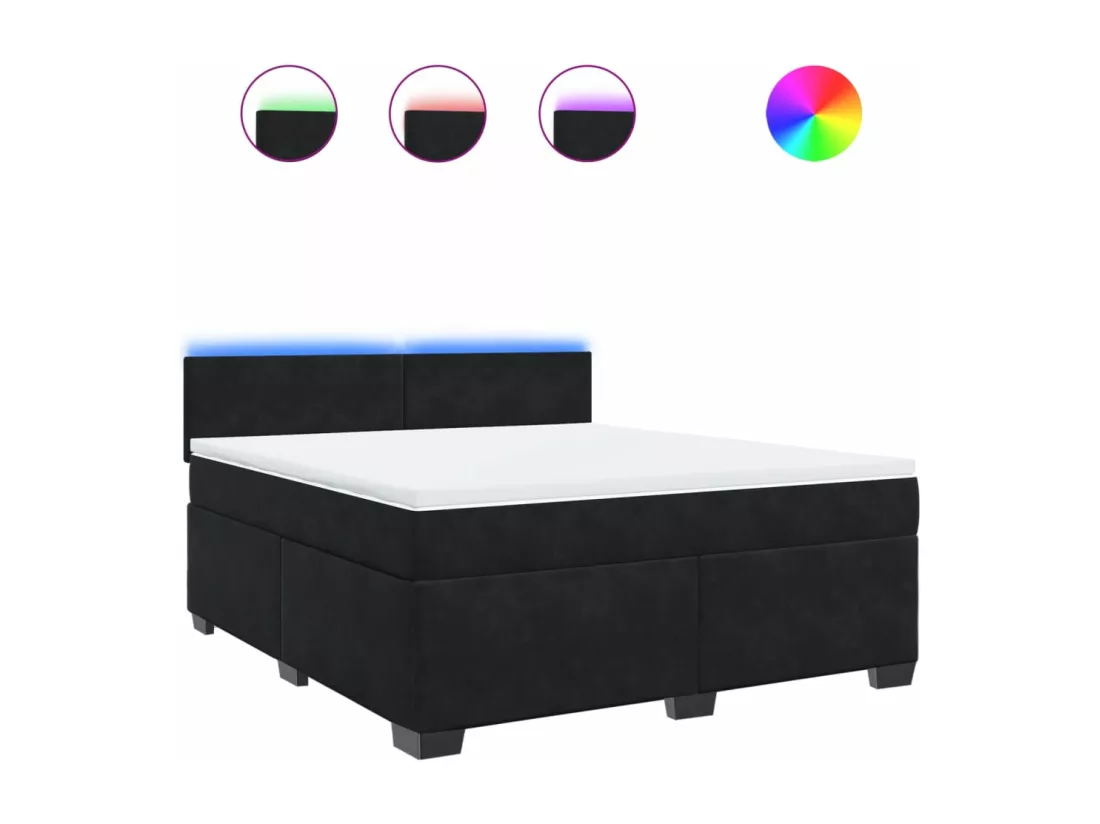 Sommier à lattes de lit avec matelas Noir 180x200 cm Velours